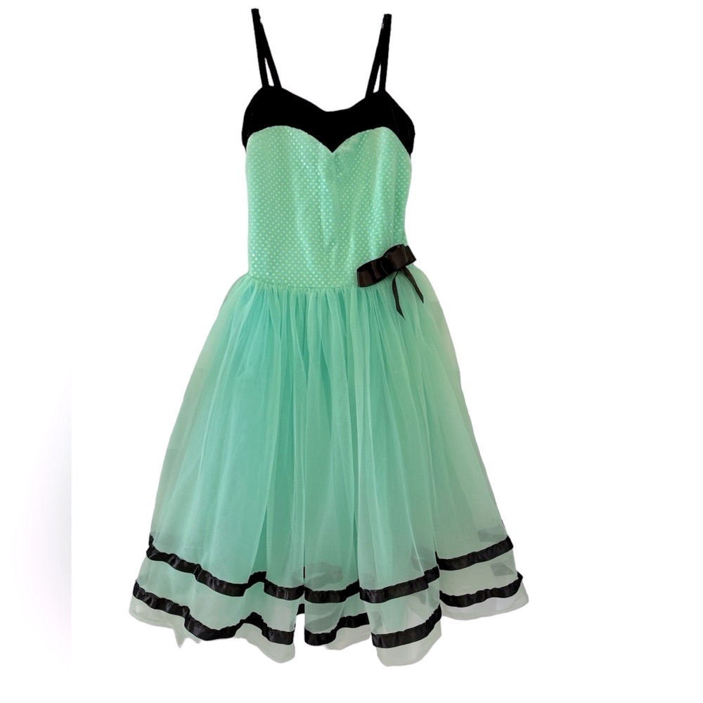 DESIGN FOR DANCE Children's Mint and Black Dance Costume/Dress Size MC